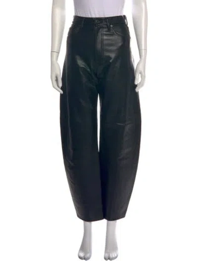Pre-owned Agolde Leather Wide Leg Pants In Black