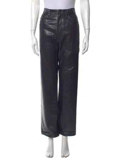 Pre-owned Agolde Leather Wide Leg Pants In Blue