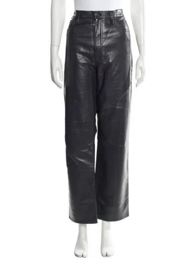 Pre-owned Agolde Leather Wide Leg Pants In Blue