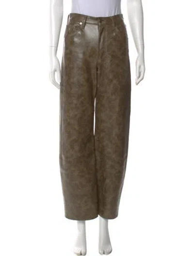 Pre-owned Agolde Leather Wide Leg Pants In Brown