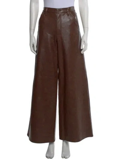 Pre-owned Agolde Leather Wide Leg Pants In Brown