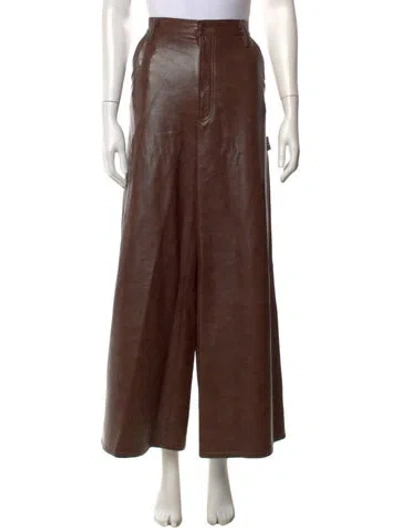 Pre-owned Agolde Leather Wide Leg Pants In Brown