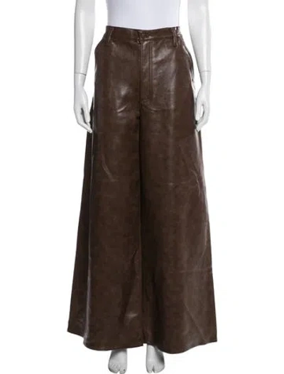 Pre-owned Agolde Leather Wide Leg Pants In Brown