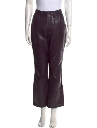 Pre-owned Agolde Leather Wide Leg Pants In Purple