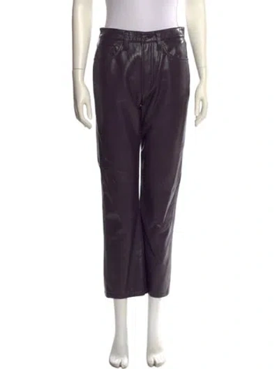 Pre-owned Agolde Leather Wide Leg Pants In Purple