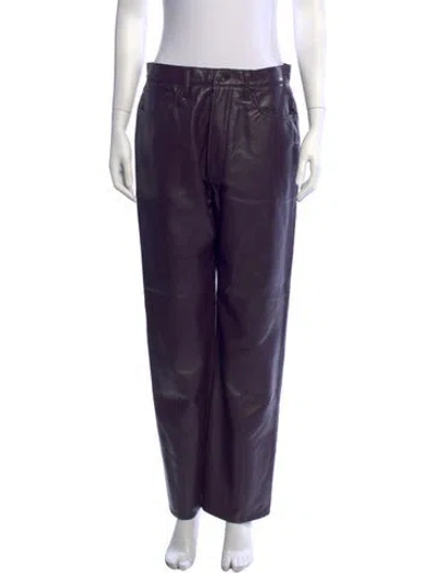 Pre-owned Agolde Leather Wide Leg Pants In Purple