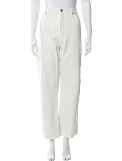 Pre-owned Agolde Leather Wide Leg Pants In White
