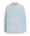 Agolde Leather-trim Denim Jacket In White