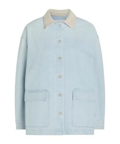 Agolde X Maria Mcmanus Oversized Button-down Cotton Denim Jacket In Animal Print