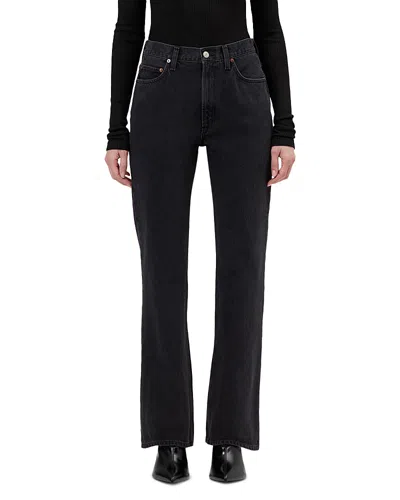 Agolde Leena High Rise Baby Flare Jeans In Forecast In Black