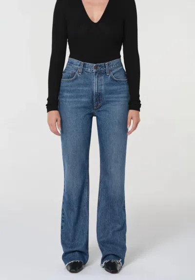 Agolde Leena High Rise Subtle Flare Jeans In Placebo In Blue