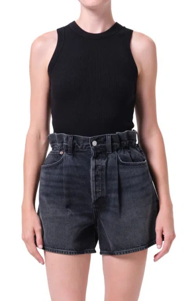Agolde Leigh Rib Racerback Tank In Black