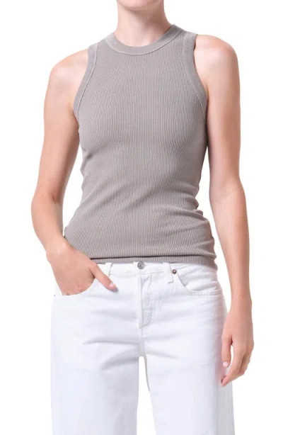 Agolde Leigh Rib Racerback Tank In Gray