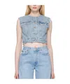 Agolde Leo Cropped Vest In Fray In Blue
