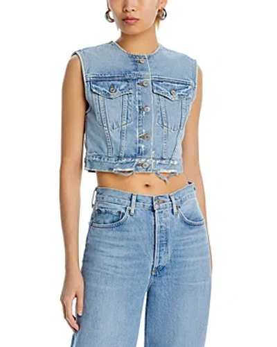 Agolde Leo Vest Fray In Blue