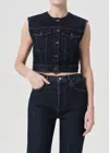 Agolde Leo Crew Neck Vest In Polished In Blue