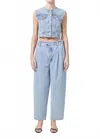Agolde Leo Cropped Vest In Fray In Blue