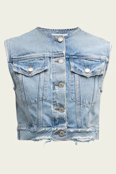 AGOLDE LEO CROPPED VEST IN FRAY