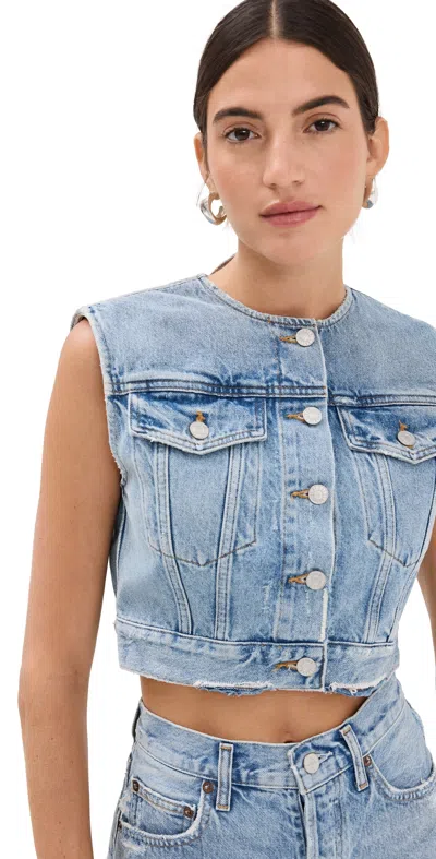 Agolde Leo Vest Fray In Blue