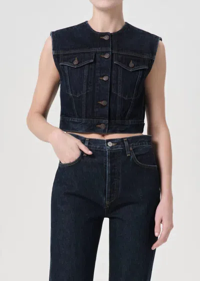 AGOLDE LEO VEST IN POLISHED