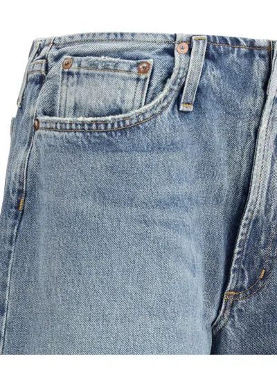 Agolde Temple Denim Trousers Belt Loops In Blue