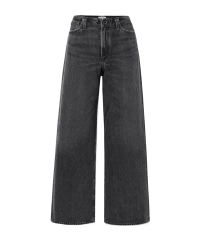 Agolde Lex Organic Low-rise Wide-leg Jeans In Black