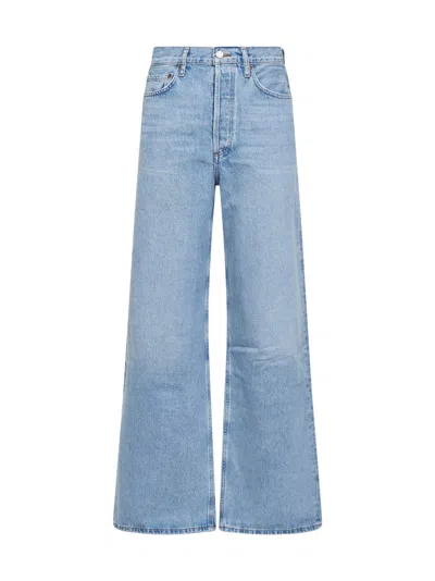 Agolde Light Blue Denim Dame High-rise Wide-leg Jeans