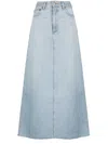 Agolde Hilla Mid-rise Back-slit Maxi Skirt In Practice In Sky Blue