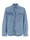 Agolde Camryn Snap Front Denim Shirt Jacket In Blue