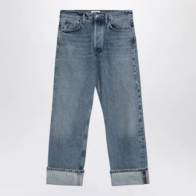 Agolde Light Blue Fran Jeans In Organic Denim With Turn-ups