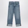 AGOLDE AGOLDE LIGHT BLUE FRAN JEANS IN ORGANIC DENIM WITH TURN UPS