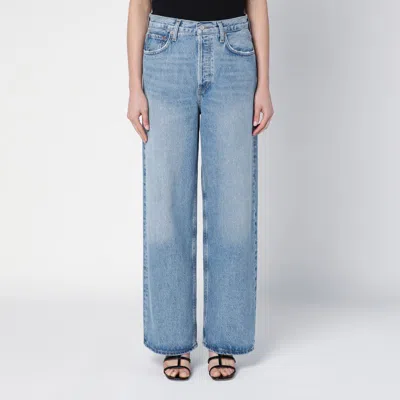 Agolde Light Blue Straight Boyfriend Jeans In Denim