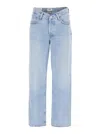 Agolde Blue Jeans With Wide Leg And Logo Patch On The Rear In Light Blue