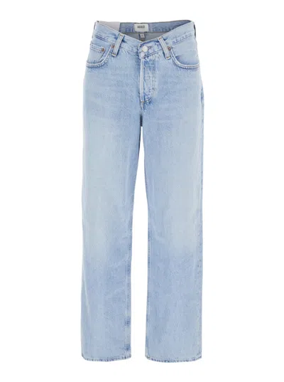 AGOLDE LIGHT BLUE V-WAIST BAGGY JEANS
