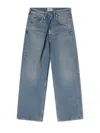 Agolde Light-washed Wide-leg Jeans With Asymmetrical Closure In Animal Print