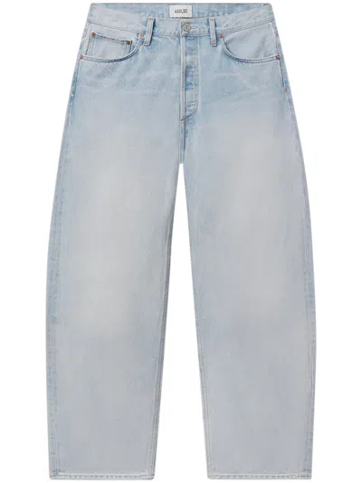 Agolde Light-washed Denim Trousers With Vintage-inspired Finish In Blue