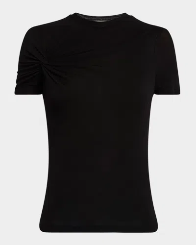 Agolde Lissa Gathered Short-sleeve Tee In Black