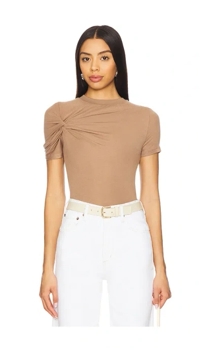 Agolde Lissa Layering Rib Tee In Moth (brownish Tan)
