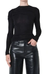 Agolde Lissa Twist Front Long Sleeve T-shirt In Black