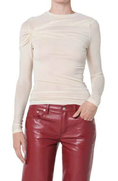 Agolde Lissa Twist Front Long Sleeve T-shirt In Neutral