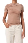 Agolde Lissa Twist Front T-shirt In Moth (brownish Tan)