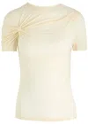 Agolde Lissa Twisted Stretch-jersey T-shirt In Neutral
