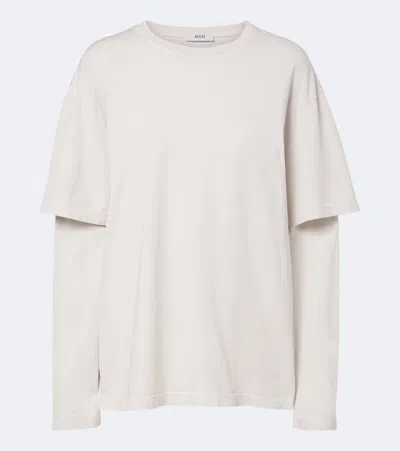 Agolde Lois Layered Cotton-jersey T-shirt In Neutral