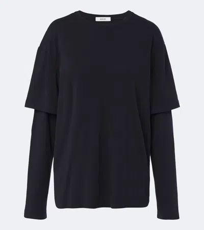 Agolde Lois Layered Organic Cotton-jersey T-shirt In Blue