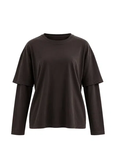Agolde Lois Layered-sleeve T-shirt In Brown