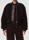 Agolde Iona Skye Shearling Bomber Jacket In Brown