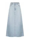 Agolde Hilla Mid-rise Back-slit Maxi Skirt In Practice In Blue