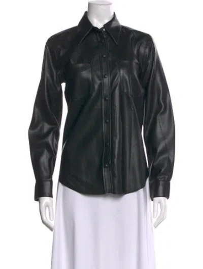 Pre-owned Agolde Long Sleeve Button-up Top In Black