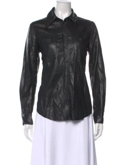 Pre-owned Agolde Long Sleeve Button-up Top In Black