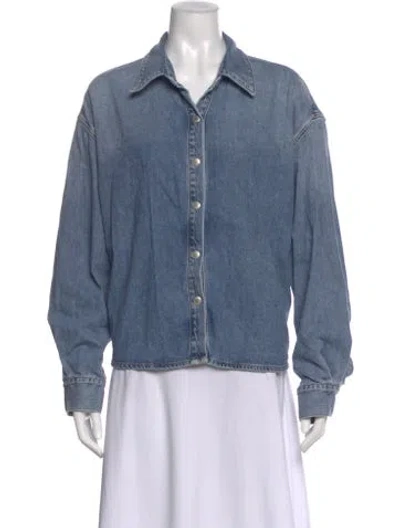 Pre-owned Agolde Long Sleeve Button-up Top In Blue